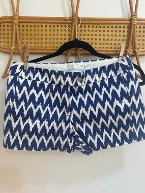 J. Crew Blue and White Ikat Cotton Shorts